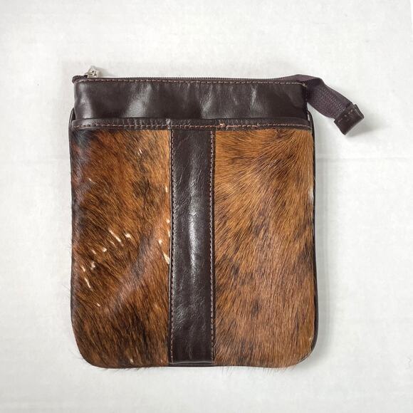 VTG Hyde Argentina Brown Leather Cowhide Hair-On Hide Crossbody Shoulder Bag - Picture 1 of 5